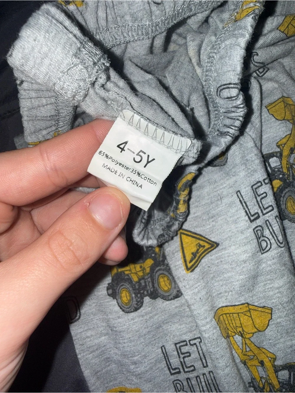 Kids Gray & Yellow Construction Print Pajama Bottoms